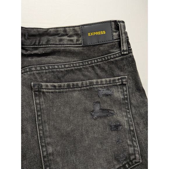 Express Jeans Womens 10 Distressed Black 90's Ankle Boot Mid-Rise Wide $98 NWT - Picture 9 of 12